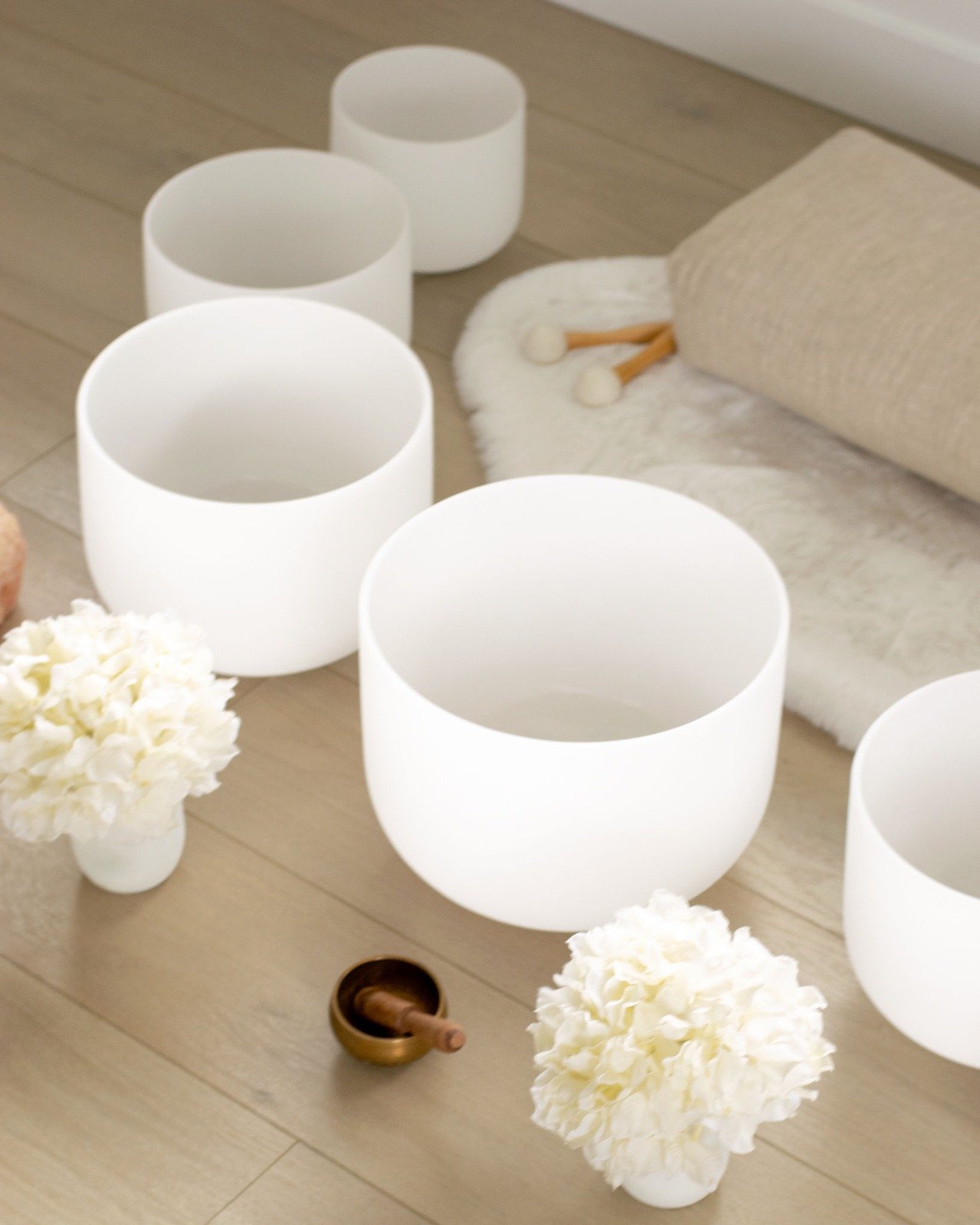 Crystal singing bowls sound bath healing session Maple Ridge event setup